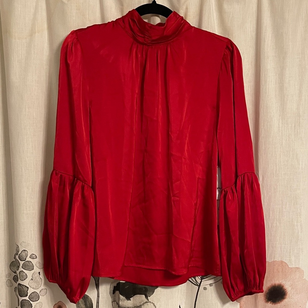 NWT CeCe Red High-Neck Blouse Size Small